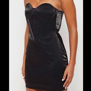 Maniere De Voir Black  Corset Mini Dress